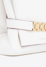 Leather Chain-Embellished Clutch Bag