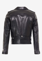 Zip-Up Leather Biker Jacket