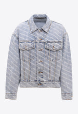 Falling Back Logo Print Denim Jacket