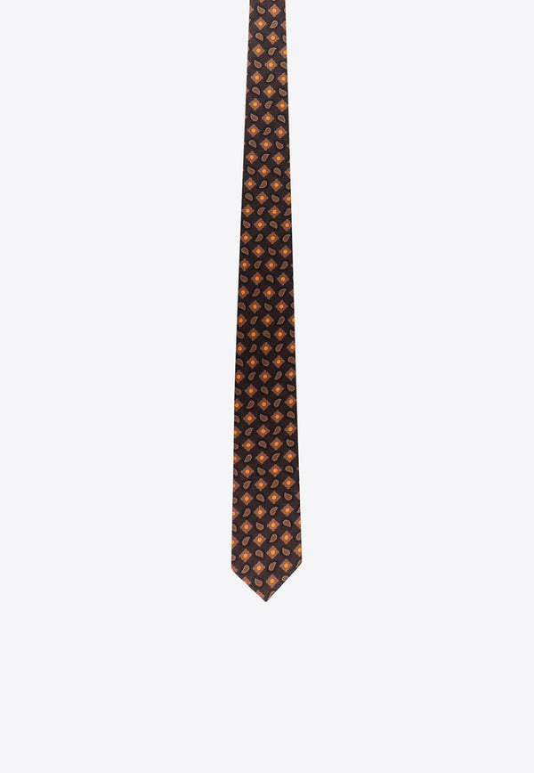 Patterned Wool-Blend Tie