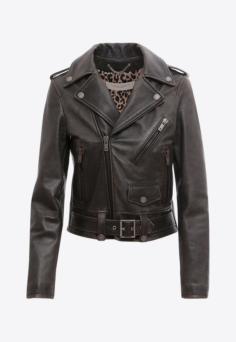 Leather Distressed Biker Jacket