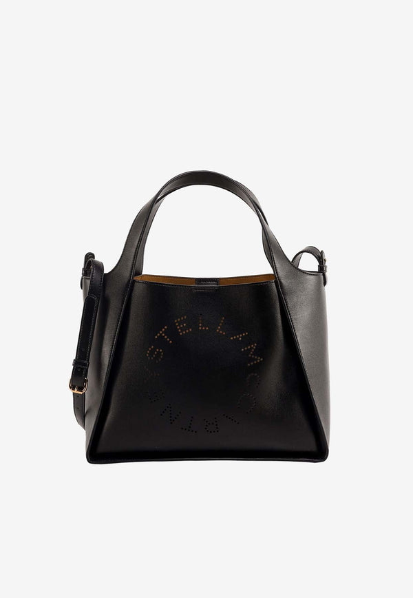 Perforated Logo Faux Leather Tote Bag