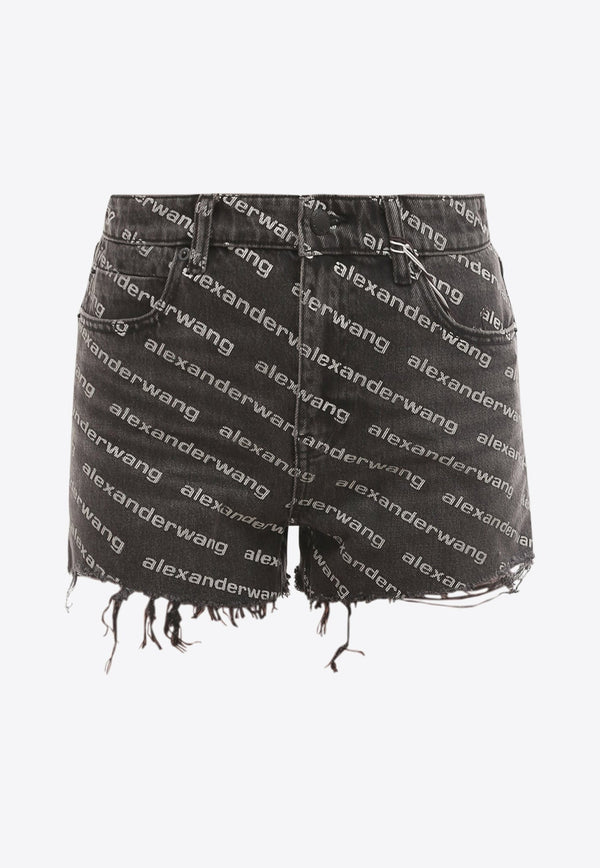 Bite Logo Print Denim Shorts