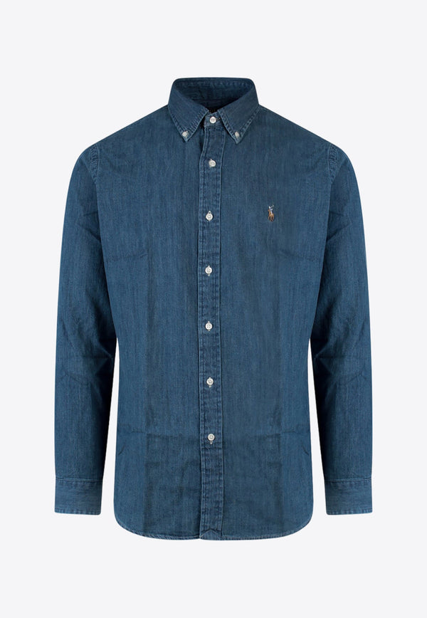 Logo Embroidered Denim Shirt