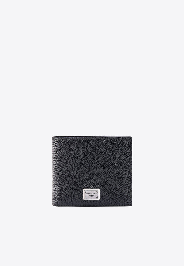 Calfskin Bi-Fold Logo Plate Wallet