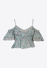 Gurava Cold-Shoulder Floral Cropped Top