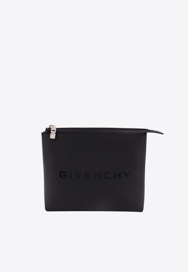 Logo Print Canvas Pouch Bag