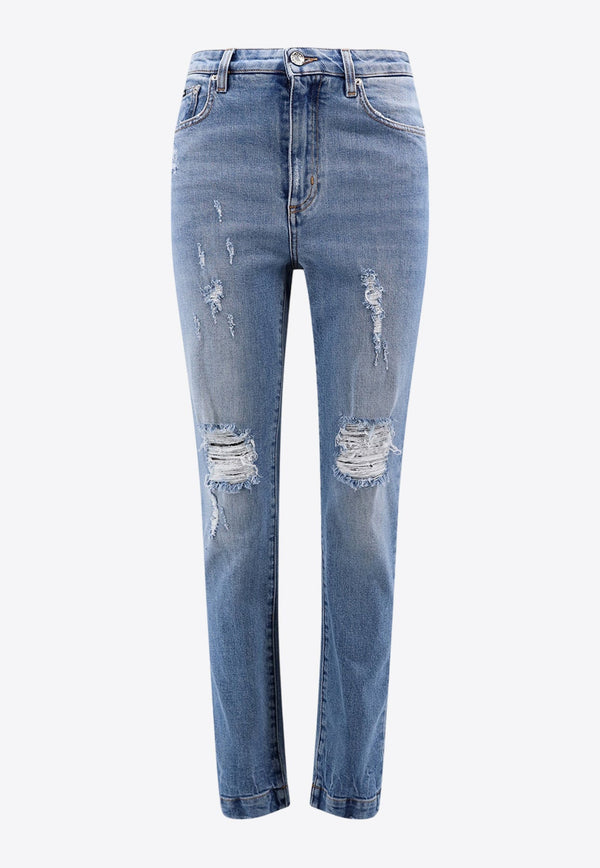 Audrey Distressed Mid-Rise Jeans