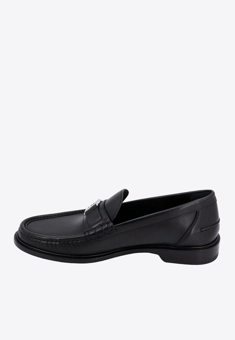 Logo Monogram Leather Loafers