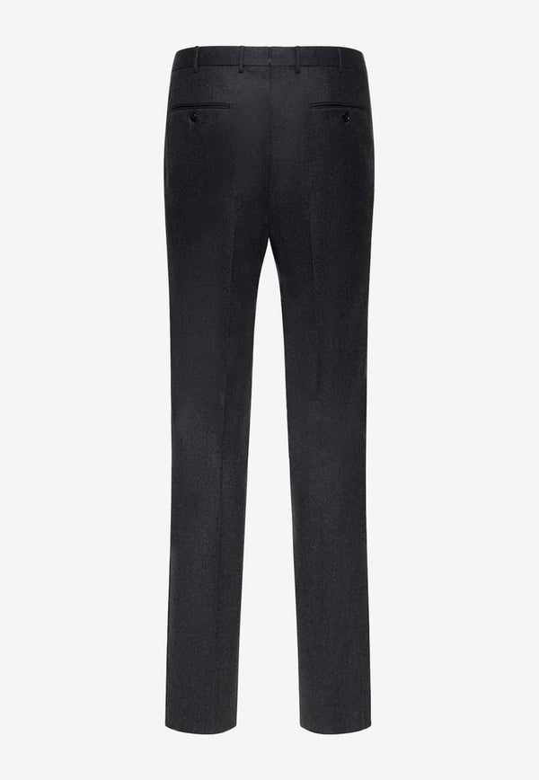 Straight-Leg Tailored Wool Pants