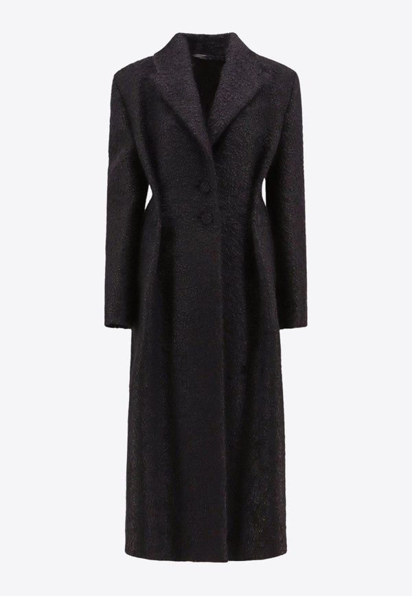 Single-Breasted Wool Blend Long Coat