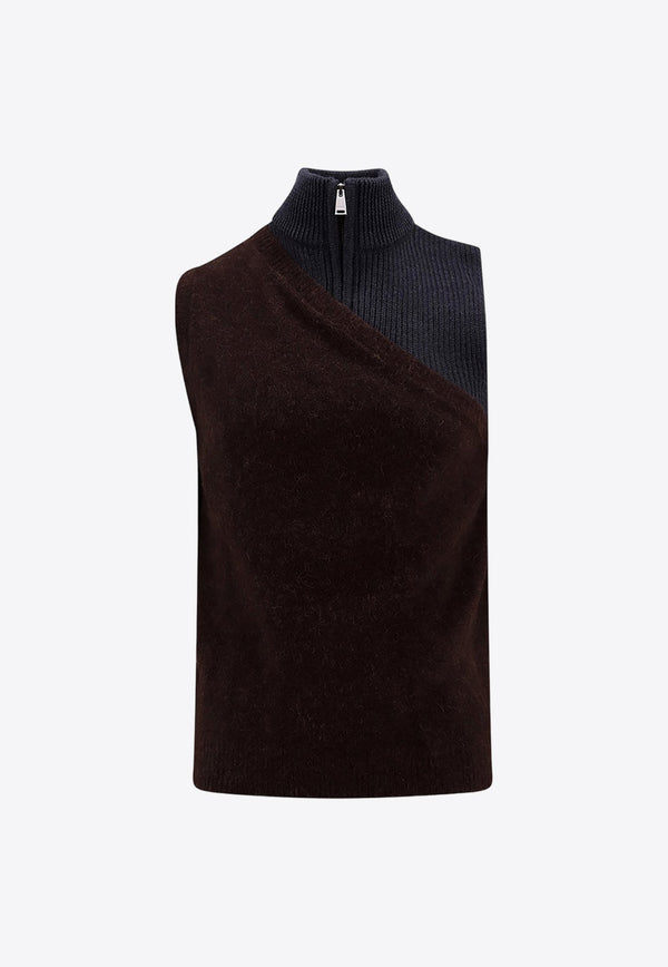High-Neck Paneled Sweater Vest