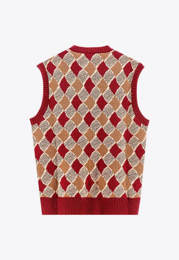 Argyle Check Logo Vest in Wool