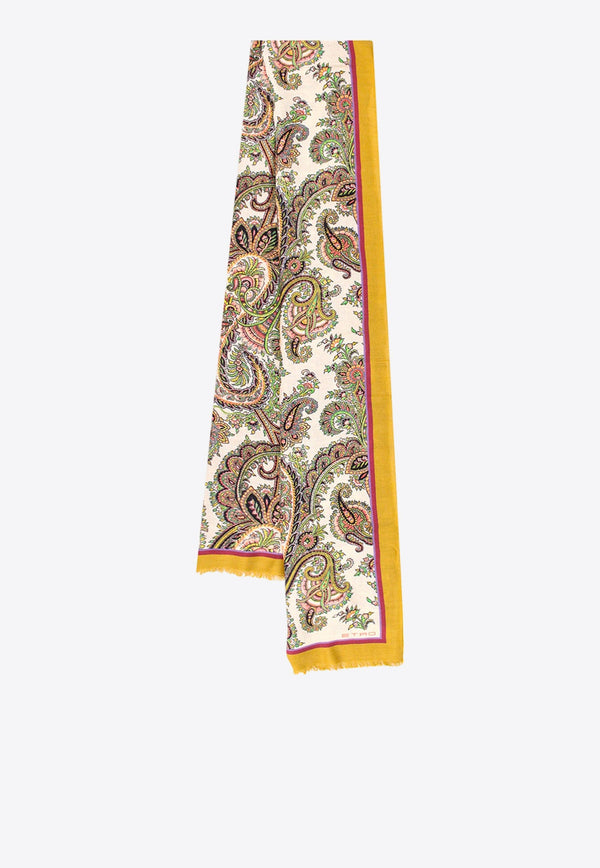 Paisley Print Cashmere-Blend Scarf