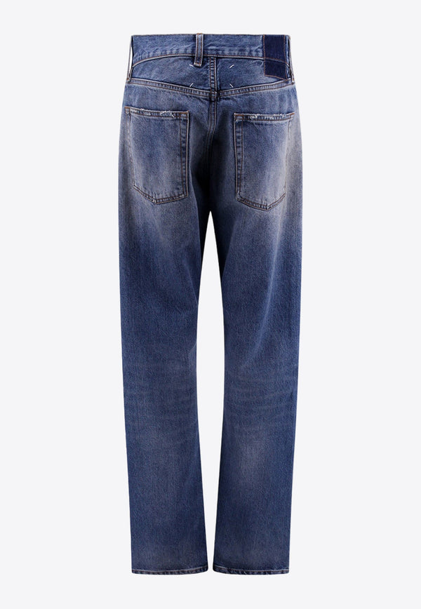 Straight-Leg Faded Jeans