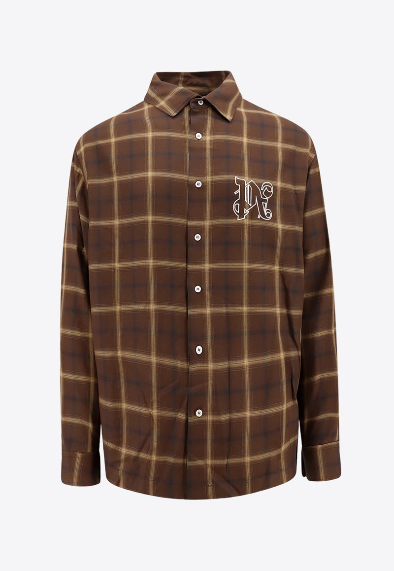 Logo Embroidered Checked Shirt