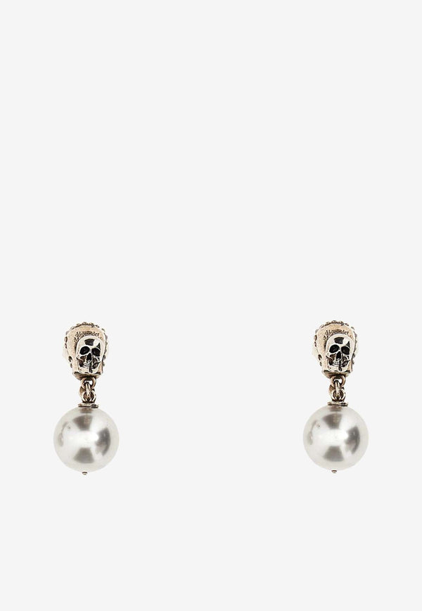 Skull Pearl Drop Earrings