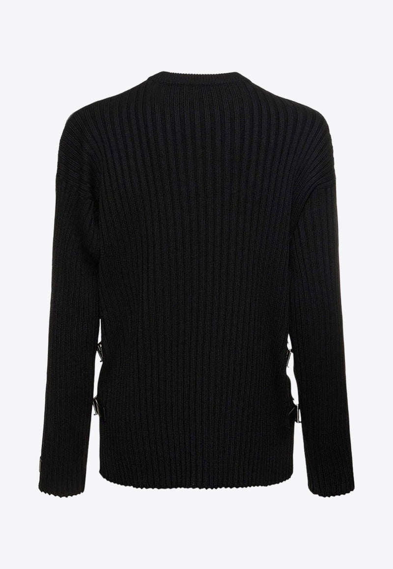 Logo Patch Ribbed Knit Sweater