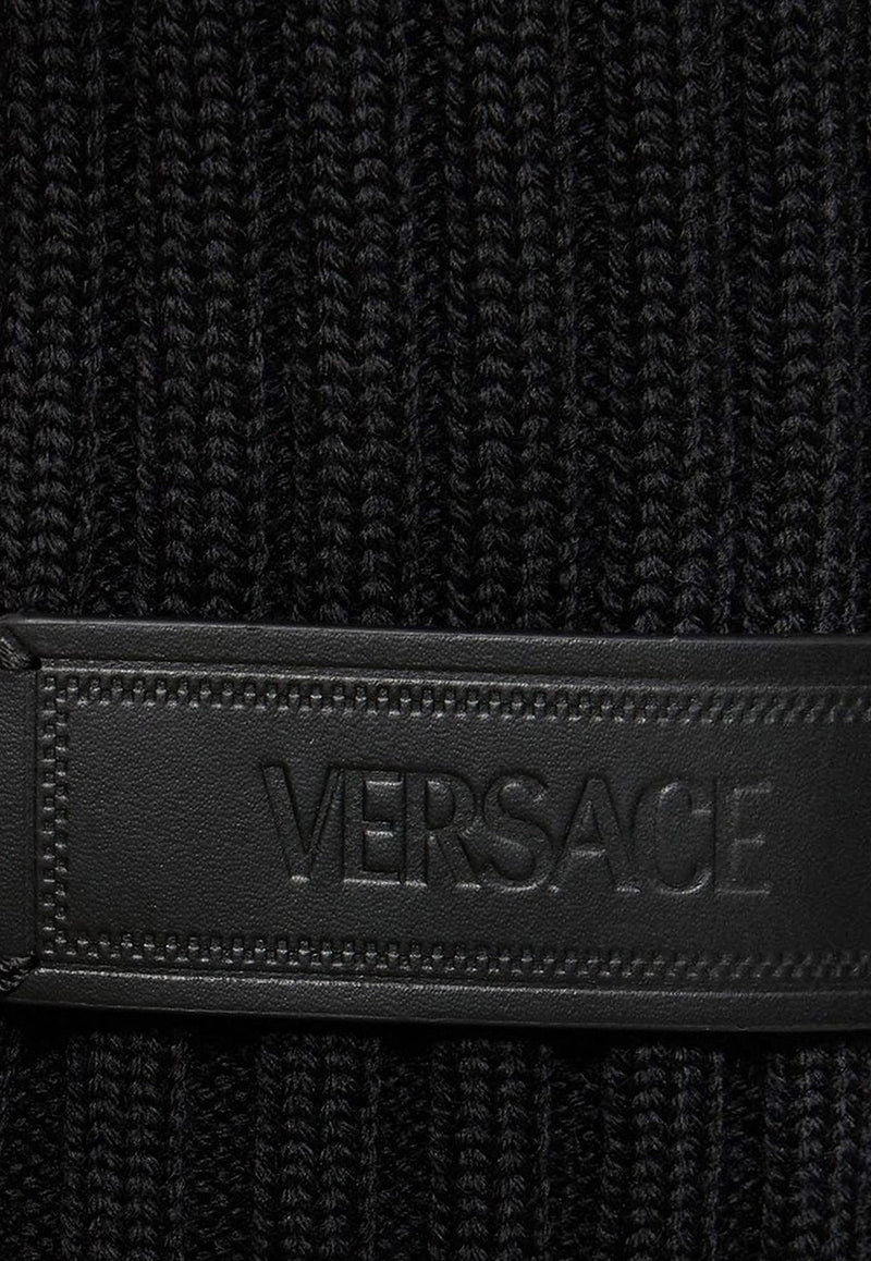 Logo Patch Ribbed Knit Sweater