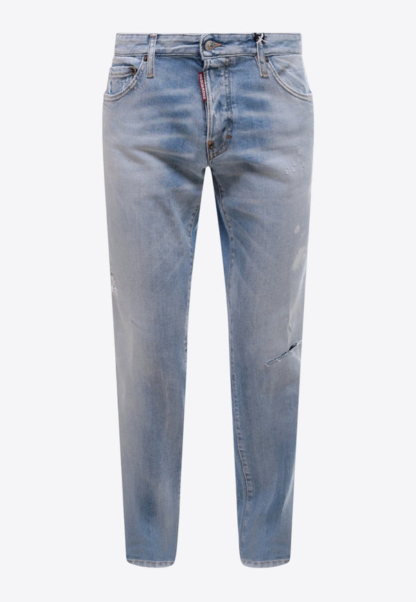 Logo Patch Washed Slim Jeans