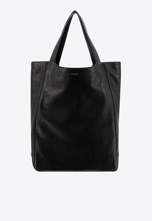Maxi Grained Leather Top Handle Bag