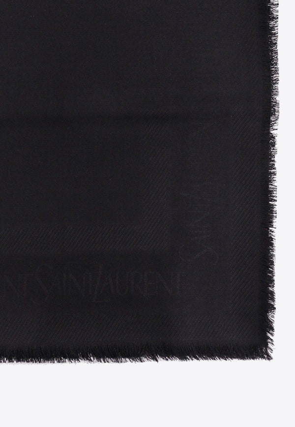 Jacquard Logo Motif Frayed Scarf