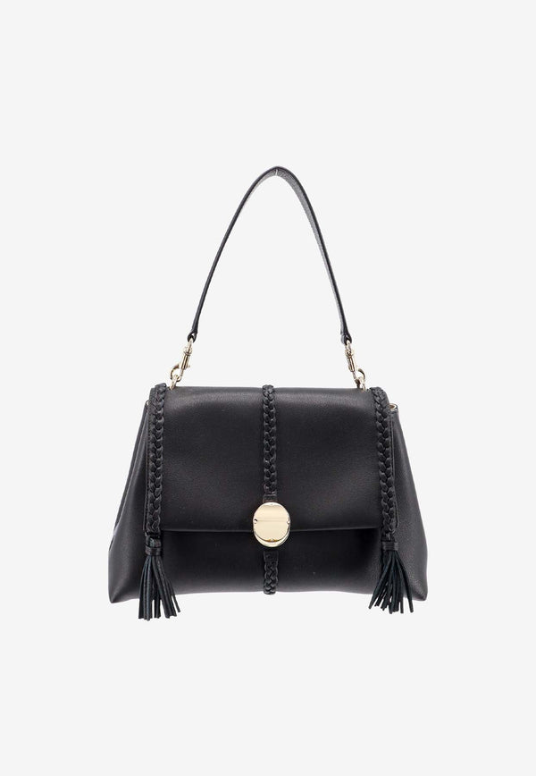 Medium Penelope Grained Leather Top Handle Bag