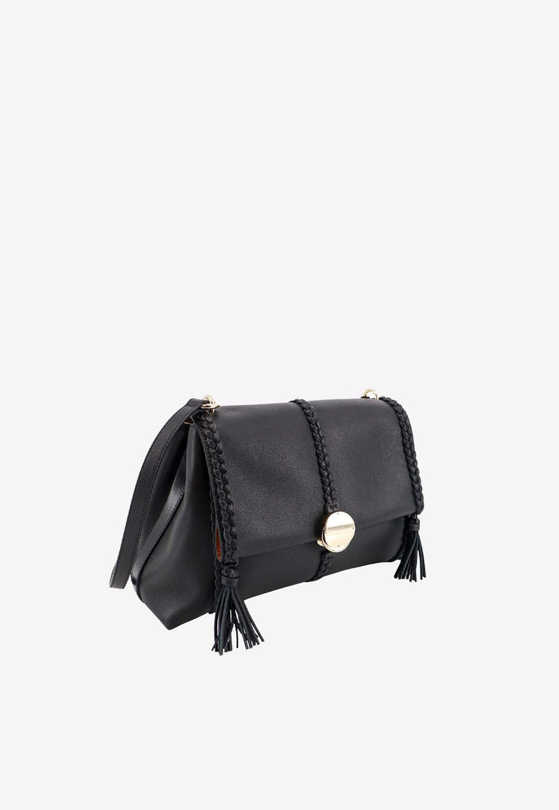 Medium Penelope Grained Leather Top Handle Bag