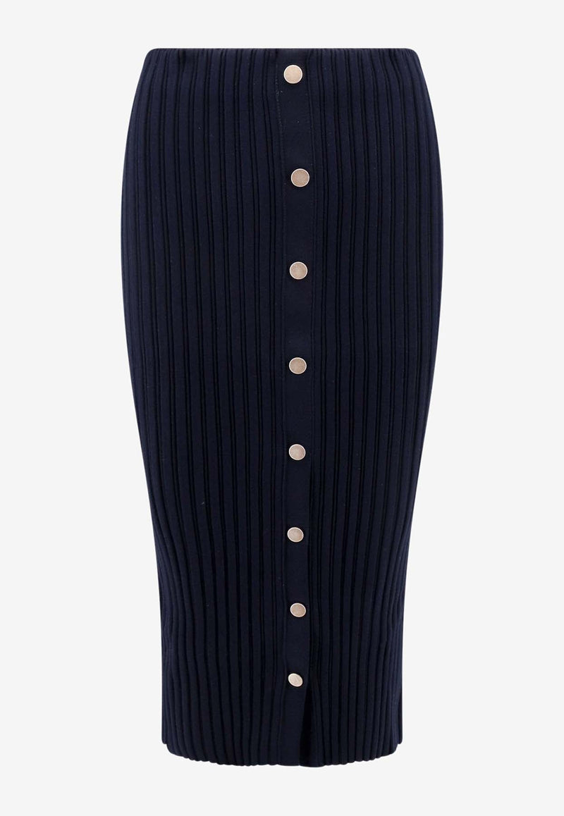 Ribbed Midi Pencil Skirt