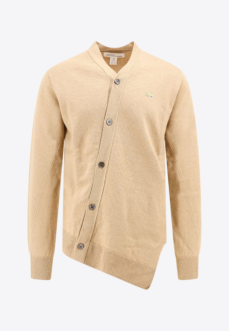 X Lacoste Asymmetric Wool Cardigan