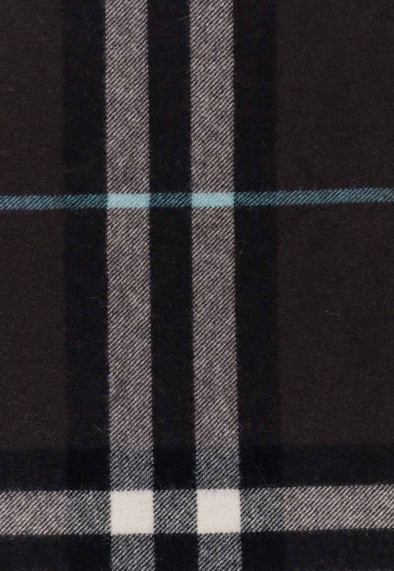 Checked Fringed Cashmere Scarf