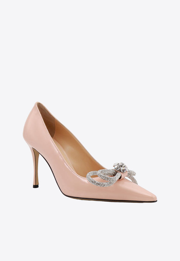 Double Bow 85 Crystal Embellished Pumps