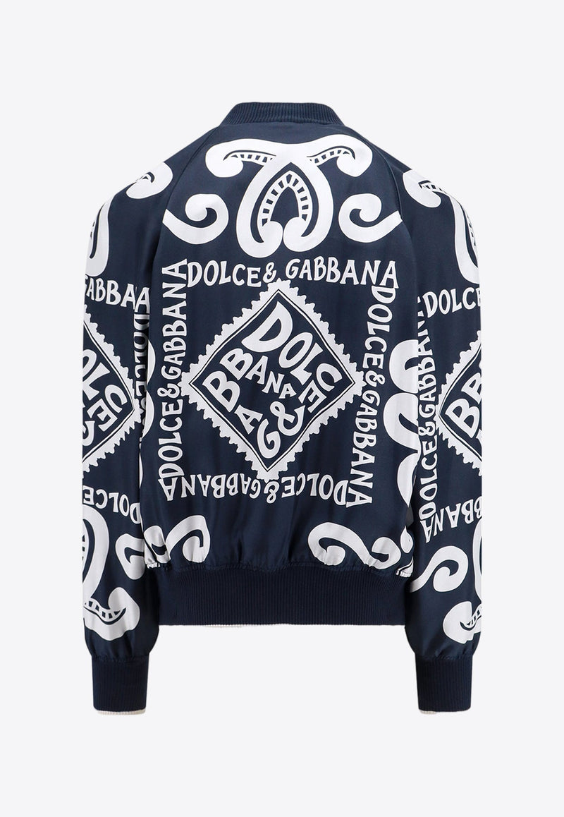 Marina Print Silk Bomber Jacket