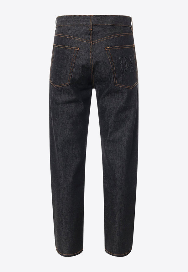 Monogram Embossed Straight-Leg Jeans