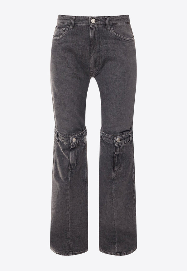 Open-Knee Washed Jeans