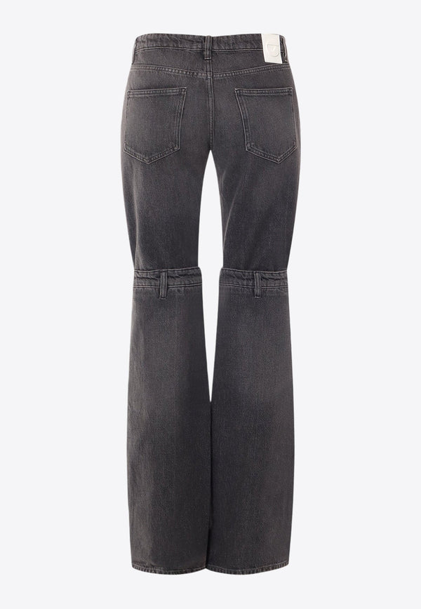 Open-Knee Washed Jeans