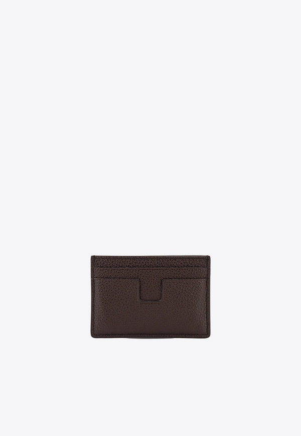 Stamped Logo Grained Leather Cardholder
