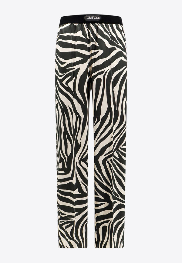 Zebra Print Silk Pajama Pants