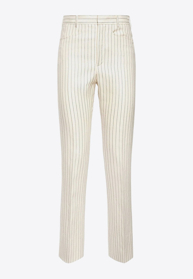 Striped Straight-Leg Pants