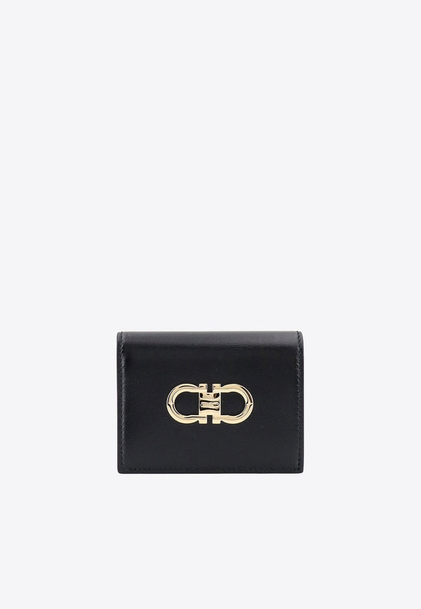 Gancini Plaque Bi-Fold Leather Wallet