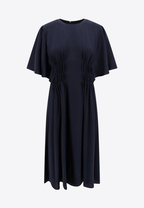 Ruched Silk Knee-Length Dress
