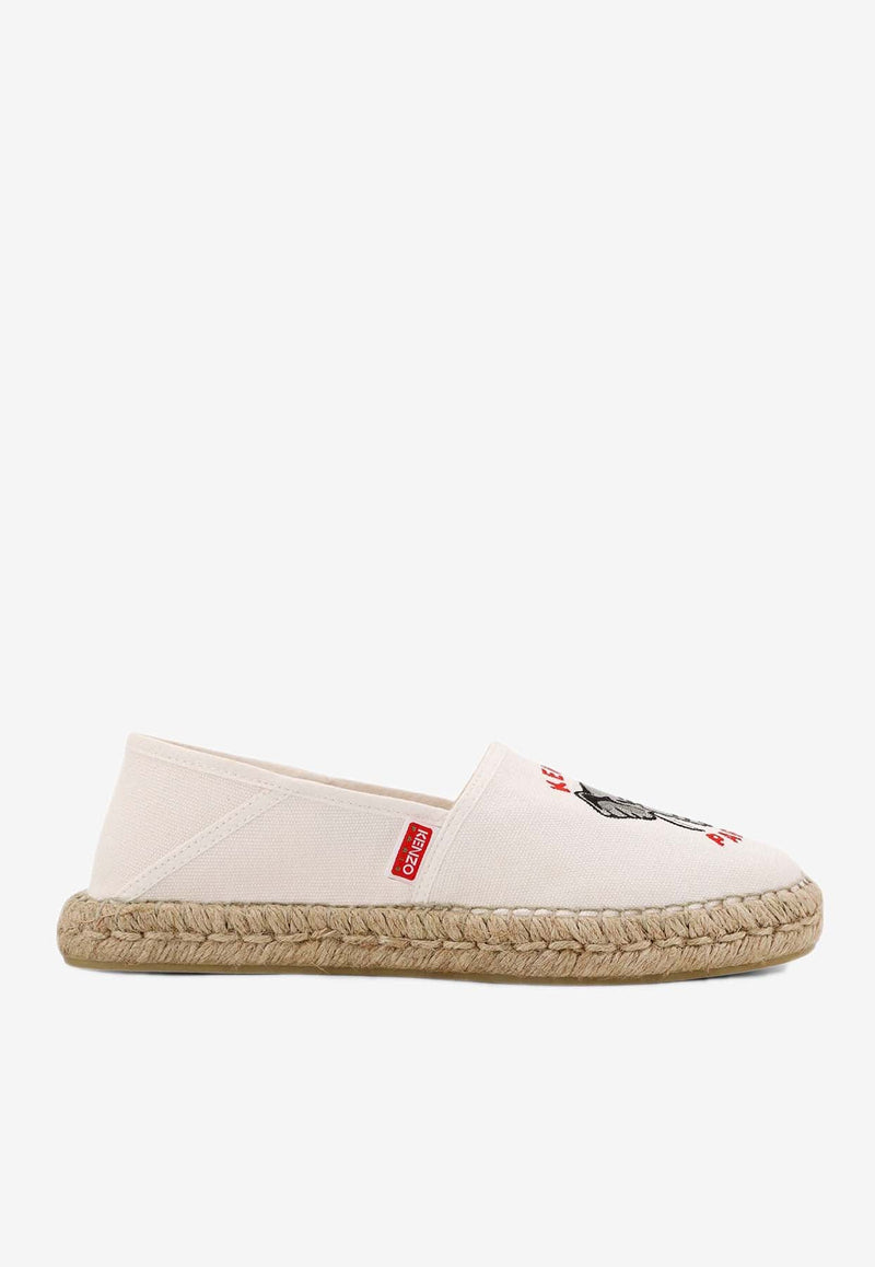 Embroidered Elephant Canvas Espadrilles