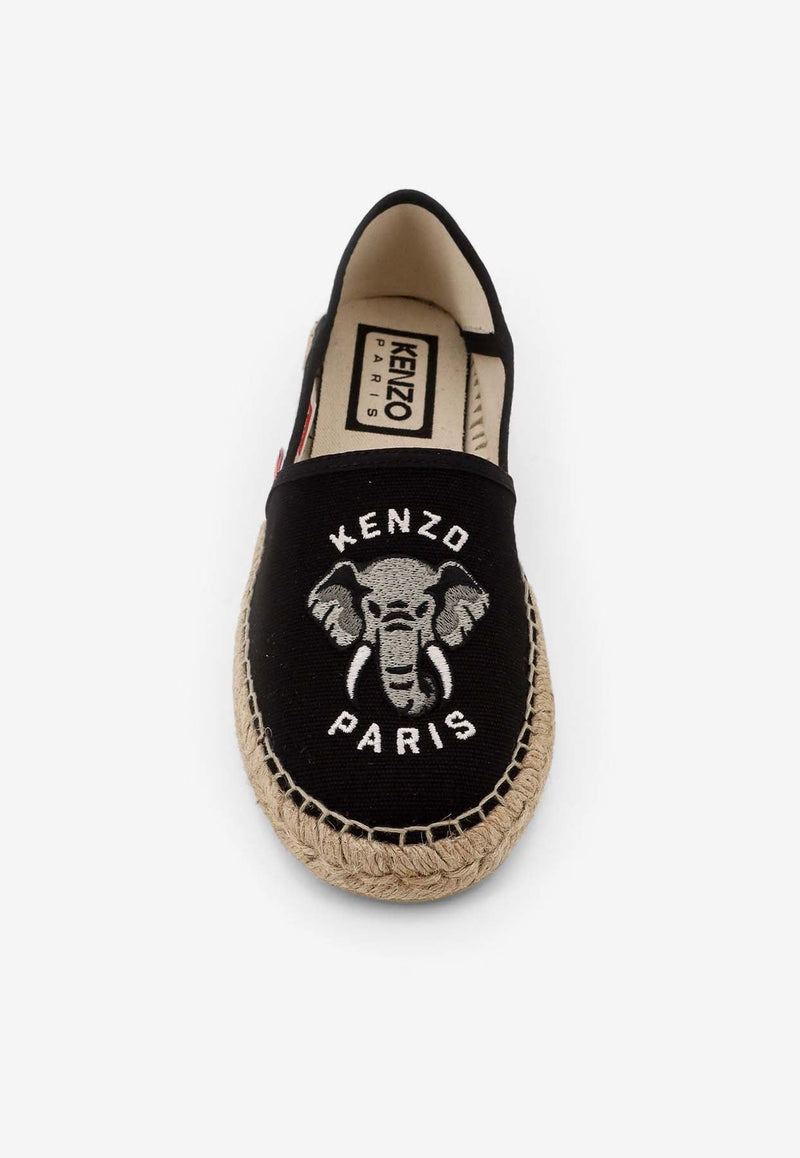 Embroidered Elephant Canvas Espadrilles