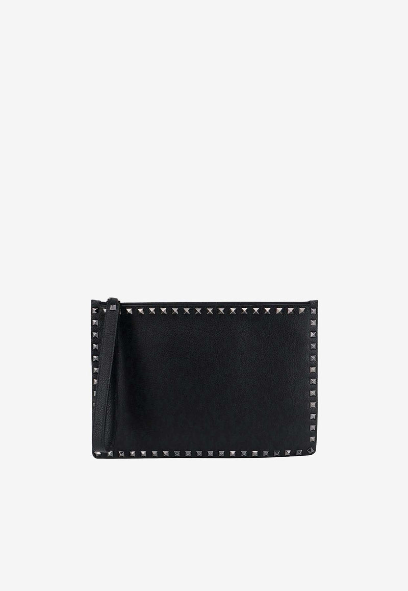 Rockstud Leather Clutch