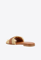 Bell Raffia and Leather Slippers