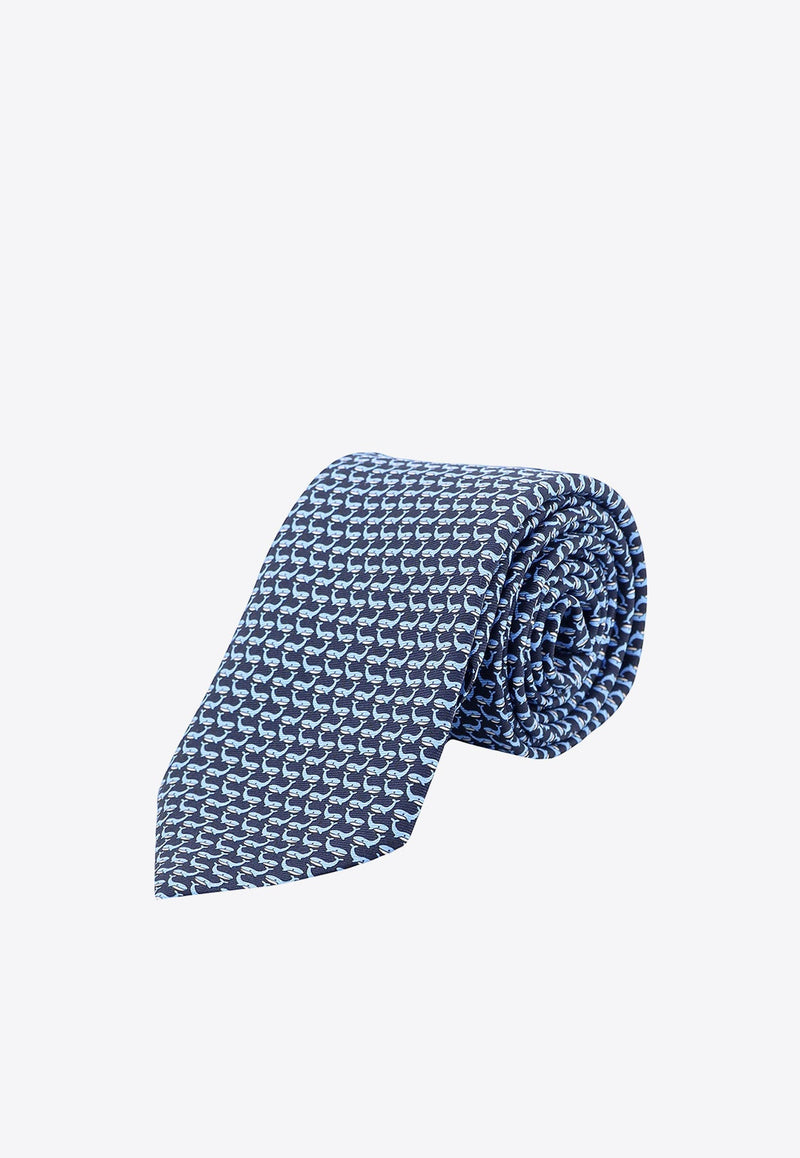 Whale Print Silk Tie