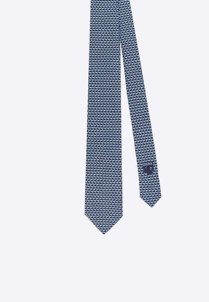 Whale Print Silk Tie