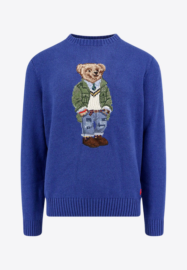 Logo Intarsia Polo Bear Sweater