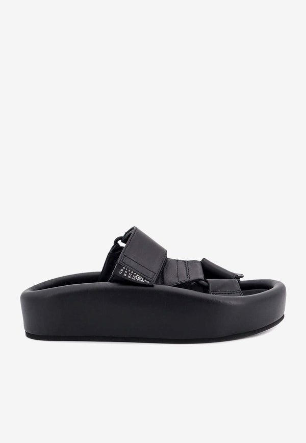 Webbing Leather Flatform Sandals