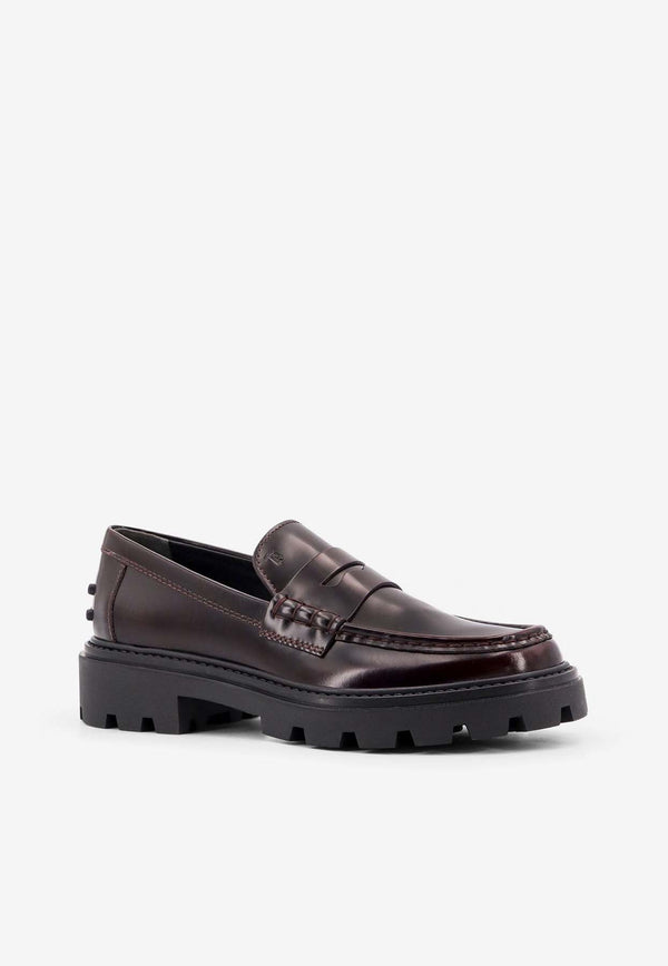 Logo Plaque Leather Loafers